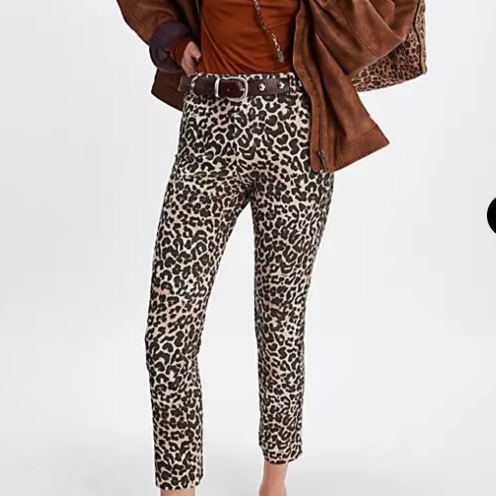 Free People Molly Printed Stretch Pants  Neutral Combo - Animal Women’s Size 12